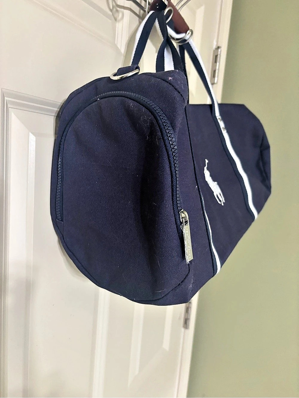 NWOT Polo Ralph Lauren Canvas Big Pony Duffel Bag Blue & White - Picture 4 of 4